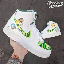 Custom nike air force 1 for all the rick and morty fans! Custom Hand Painted Made To Order Rick And Morty Nike Air Force 1 Af1 High Shoes The Custom Movement In 2021 Nike Shoes Air Force Nike Air Shoes Hype Shoes