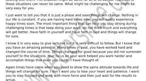 The intro paragraph is just to state the purpose for writing the letter. Letter Of Encouragement For People Going Through Difficult Times