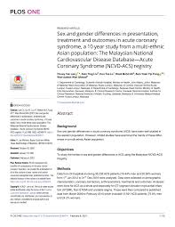 Learn more about the american heart association's efforts to reduce death caused by heart disease and stroke. Pdf Sex And Gender Differences In Presentation Treatment And Outcomes In Acute Coronary Syndrome A 10 Year Study From A Multi Ethnic Asian Population The Malaysian National Cardiovascular Disease Database Acute Coronary Syndrome Ncvd Acs