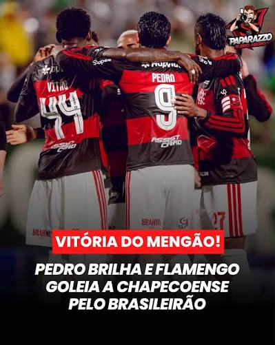 VIT&Oacute;RIA DO MENG&Atilde;O!! 🔴⚫️ Com gols de Pedro (2), Rafael Thyere (contra) e Lorran, o Flamengo goleia a Chapecoense por 4 a 0, em partida v&aacute;lida pela 19&ordf; rodada do Brasileir&atilde;o. Com