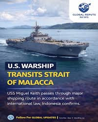 A US Navy warship believed to be carrying thousands of Marines and sailors  to the Middle East is nearing the Malacca Strait off Singapore as it makes  its way to the region,