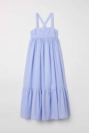 H M H M Long Sleeveless Dress Light Blue Pink Dotted Women Casual Dress Outfits Light Blue Dress Outfit Sleeveless Long Dress