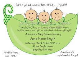 3 Peas In A Pod Triplets Baby Shower Card Details Triplet Baby Shower Baby Shower Invitation Wording Baby Shower Cards