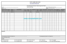 Room Attendant Sheet Maid Daily Assignment Sheet
