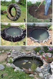 How To Make A Small Diy Pond From A Tire For Your Garden My Desired Home Diy Pond Diy Garden Fountains Diy Ponds Backyard