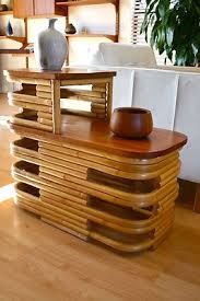 Vintage 1940 S Frankl Art Deco Rattan Bamboo Side End Table Hawaiiana Tiki Ebay Bamboo Furniture Tiki Decor Art Deco Furniture