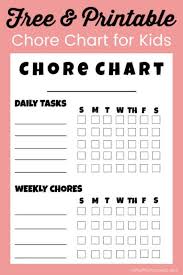 Chores With Kids Free Chore Chart Chore Chart Kids Free