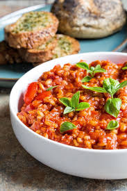 Tomato Pearl Barley Risotto Recipe The Cook Him Recipe Risotto Recipes Barley Risotto Tomato Dishes