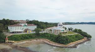 The grand beach resort has a distinctive pagoda facade and is located on a sandy beach. Klana Beach Resort Port Dickson Klanabeachresortpd Com