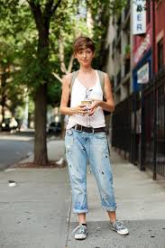 Street Wear Jeans White Shirt Convers Short Hair Girl Tomboy Fashion Sartorialist Fashion