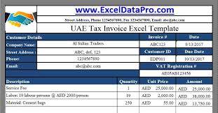 Download Uae Vat Tax Invoice Excel Template As Per The Federal Law 8 Of 2017 On Vat Exceldatapro Invoice Template Excel Templates Professional Templates