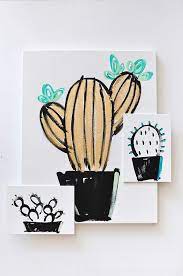 The cartoon cactus must be green while the pot is brown. Tips To Draw And Paint Easy And Simple Succulent Artwork
