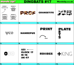 Dingbats is a simplistic word trivia game crafted to bring you a nice but tricky experience. Dingbats Quiz 17 Find The Answers To Over 700 Dingbats Words Up Games