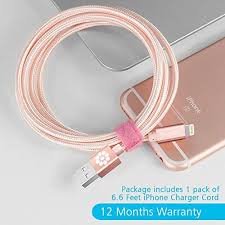 Iphone 6s Charger Rose Gold Cable 6 6 Feet Long F Color Braided Lightning Cable Cord To Usb Cord Apple Ce Iphone Charger Cord Iphone Cord Ipad Pro Rose Gold