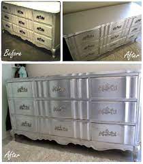 Silver Leaf Dresser Diy Using Aluminum Foil Silverleaf Silverfurniture Aluminum Foil Furniture Diy Dresser Dresser Refinish