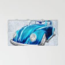 Vw Beetle Blue Hand Bath Towel By Alice Gosling Society6 Blue Towels Blue Bath Towels Bath Towels