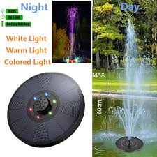 Solar fountain is made up of highly efficiency solar panel and new brushless pump. Solar Fountain Pump With Battery Backup With Led Lights Optional For Bird Bath Fish Tank Pond Garden Decoration 7 Diameter Wish