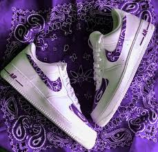 Purple Af1 Bandana The Custom Movement In 2020 Purple Sneakers Custom Nike Shoes Nike Air Shoes