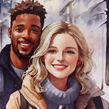 Interracial Couple C Christmas Card