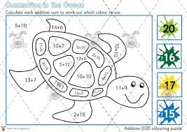 Teacher S Pet Under The Sea Addition Colouring Puzzle 0 20 Premium Printable Classroom Activities And Games Addition Worksheets Sea Activities Teachers Pet