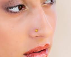 Turquoise Nose Stud, Gold Indian Nose Stud, Tribal Nose Jewelry, Small Nose  Piercing 20G, Tiny Nostril, Curved Nose Stud, Nose Screw Stud