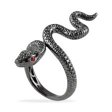 Diamond snake ring ruby eyes. Diamond Serpent Ring Jewelry Store In Nyc Lauren B Jewelry