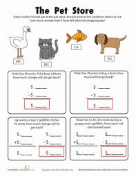 Make Change Pet Store Worksheet Education Com Money Math Worksheets Money Math Childrens Worksheets