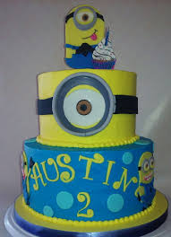 1 cake prepared using three six inch round cakes topped with a domed cake. Simple Minion Cake Cakecentral Com