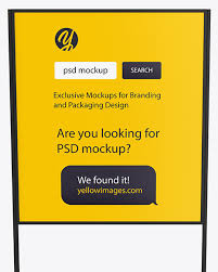 Download Stand Mockup In Outdoor Advertising Mockups On Yellow Images Object Mockups PSD Mockup Templates