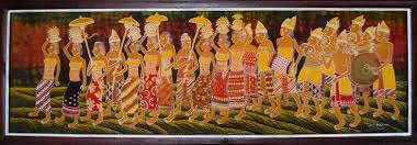 Citra wantah silih tunggil panampi penghargaan gold award winner ring lomba seni lukis uob painting of the year 2017 pahan seniman professional. Lukisan Ngiring Ke Beji Berbahan Dari Kain Katun Lukisan Ini Dibuat Dengan Teknik Membatik Untuk Hiasan Dinding Dan Aksesoris Ruangan C Lukisan Agama Bali