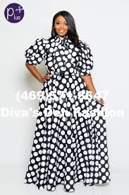 Black And White Polka Dot Maxi Dress Polka Dot Plus Puff Sleeve Long Dress In 2020 African Maxi Dresses Maxi Dress Maxi Dress With Sleeves