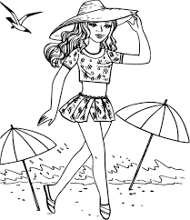 Coloriage Fille A La Plage En Vacances A Imprimer Strand Malvorlagen Barbie Malvorlagen Malvorlagen Fur Madchen