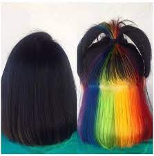 Temporary Fast Hair Coloring In 2021 Hair Dyed Underneath Hidden Hair Color Rainbow Hair Color