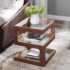 Modern Unique Square Side Table Storage End Table With Shelf 3 Tier Tempered Glass Walnut Veneer End Side Tables Living Room Furniture Furniture Find work tables with storage. modern unique square side table storage end table with shelf 3 tier tempered glass walnut veneer