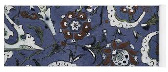 An Ottoman Iznik style floral design pottery polychrome, by Adam Asar, No  15d Yoga Mat