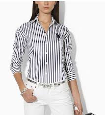 Love Ralph Lauren And Love The Oxford Shirt Especially In B W Casual Striped Shirt Women S Button Down Shirt Fashion