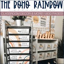 Digital stickers are fun & reusable. Boho Rainbow Classroom Decor Stephanie Nash