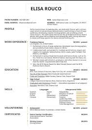 dance resume template for your self