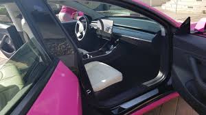 Pink Tesla Model 3 With White Seats Youtube