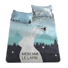 Evav Cooling Summer Sleeping Pad Mattress Topper Pillow Shams Set 3 Piece Set Twin Ice Silk Air Conditioned Mat Sleeping Pads Mattress Topper Rabbit Colors