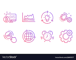 Globe Gears And Idea Icons Set Graph Chart