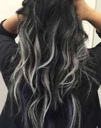Pin By Azra On Vanity Grey Ombre Hair Curly Hair Styles Black Hair With Highlights