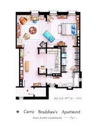 Artist Recreates Tv Show Apartments With Intricate Floorplans Carrie Bradshaw Apartment Apartment Floor Plan Show Home