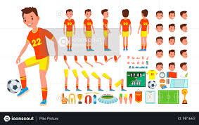 Premium Animated Character Creation Set Of Soccer Player Illustration Download In Png Vector Format Animated Characters Soccer Poses Vector Animation