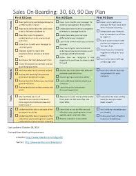 Sales On Boarding 30 60 90 Day Plan Oct 2014 90 Day Plan 100 Day Plan Business Plan Template