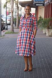 kate burnt orange navy plaid dress jade mackenzie modest