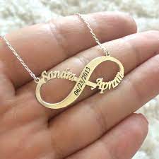 Personalized Infinity Necklace Custom Name Date Necklace Sterling Silver Infinity Jewelry Personalized Gift Custom Infinity Gift Infinity Necklace Infinity Jewelry Name Necklace