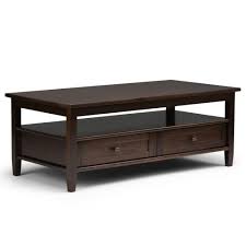 Simpli Home Warm Shaker Solid Wood 48 In Wide Rustic Coffee Table In Honey Brown Axwsh001 The Home Depot Coffee Table Wood Solid Wood Coffee Table Rustic Coffee Tables