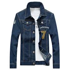 Embroidered Design Denim Jacket Erkek Mont Mont Erkek Modeller