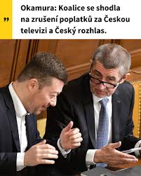 Koalice hlásí shodu na zrušení koncesionářských poplatků. Tomio Okamura oznámil, že od roku 2027 by mělo financování České televize a rozhlasu přejít přímo pod státní rozpočet. „Koncesionářské poplatky určitě zrušit chceme, protože